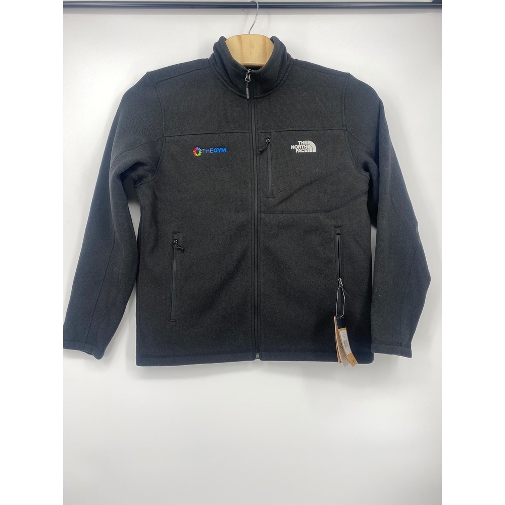 The North Face Sweater Fleece Jacket Mens Large Black Full Zip Gym Logo